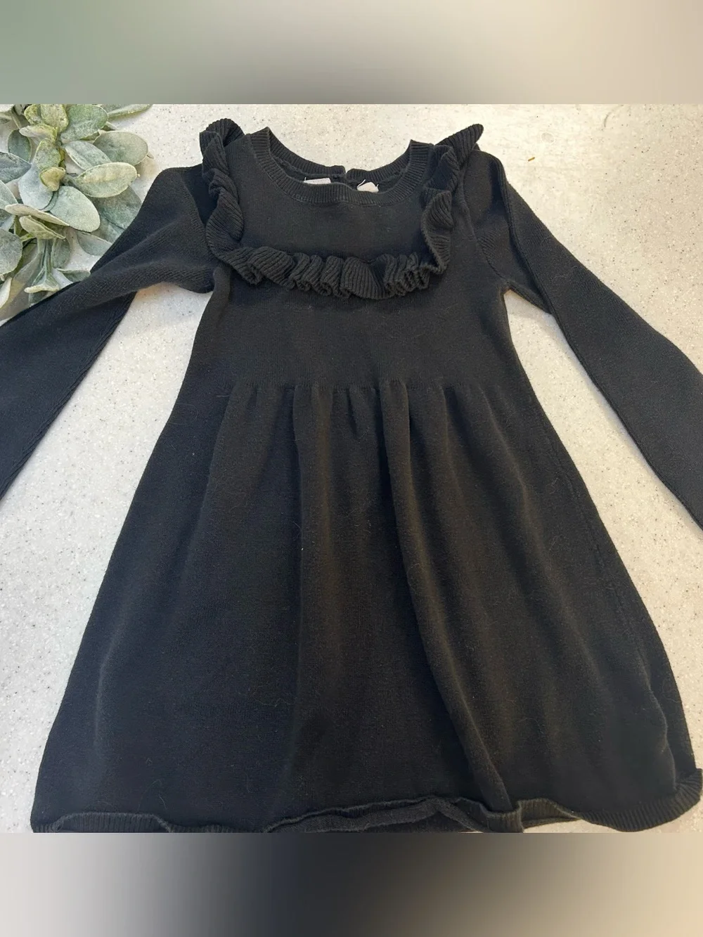 Baby Gap Black Ruffle Sweater Dress Long Sleeve Girls Size 4T